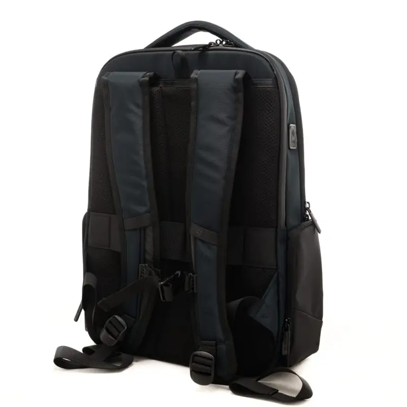 zaino da uomo idrorepellente con spallacci ergonomici blu scuro miniatura 3