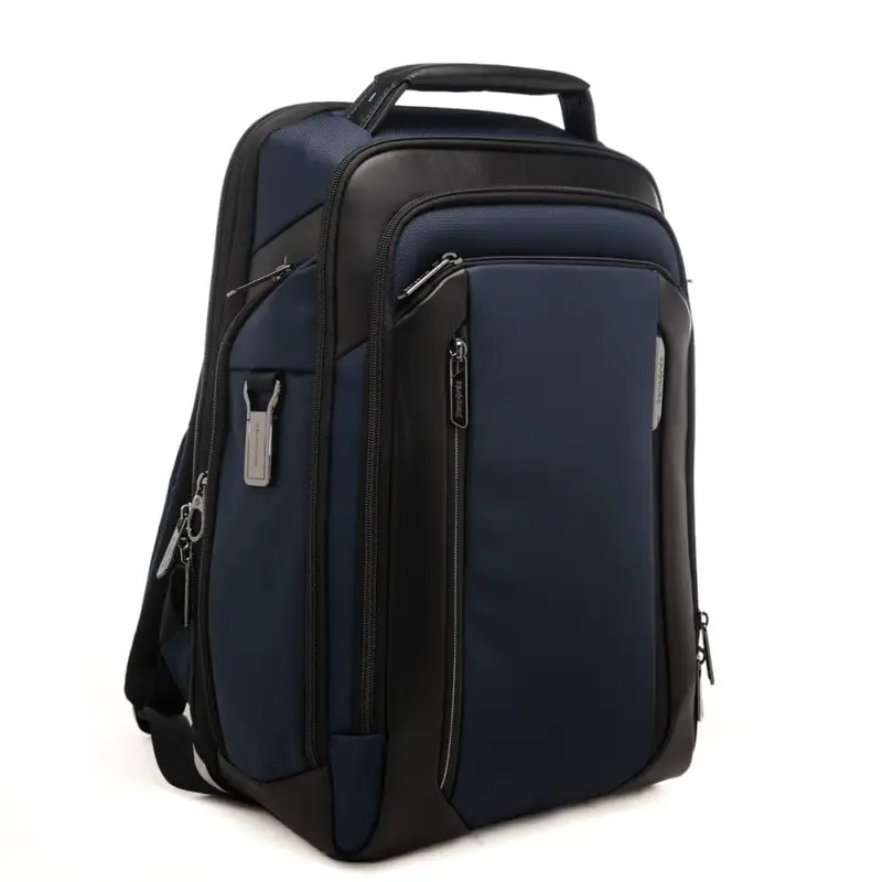 zaino da uomo in materiale idrorepellente con spallacci ergonomici blu miniatura 2