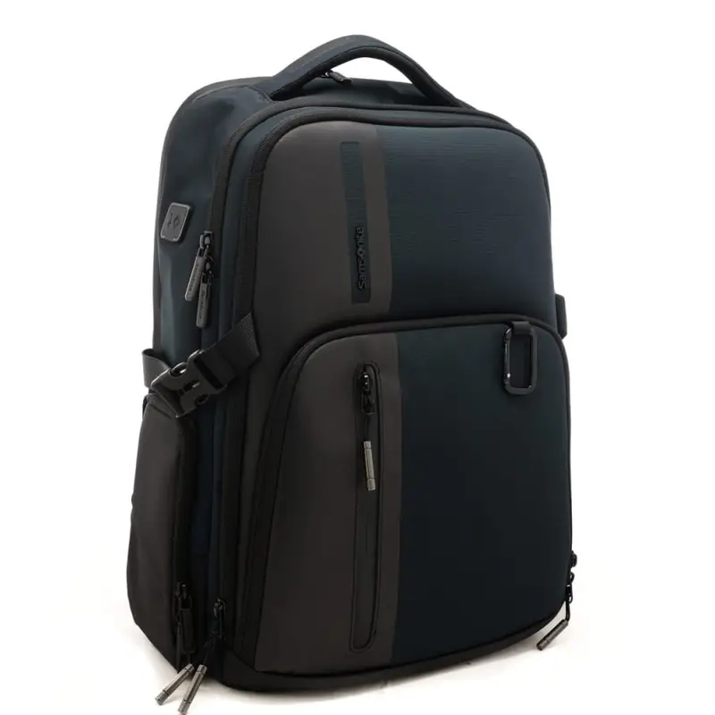 zaino grande da uomo idrorepellente con spallacci ergonomici blu scuro miniatura 2