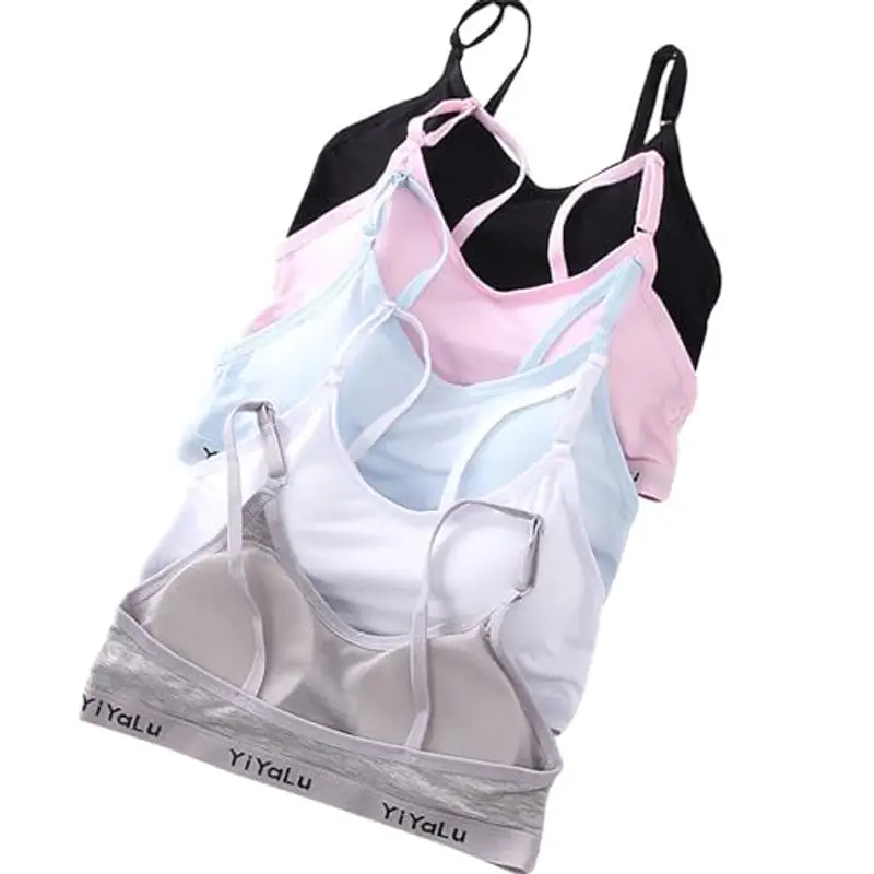 SANANG Reggiseno sportivo per ragazze, in cotone, per adolescenti, biancheria intima, biancheria intima sportiva, senza cuciture, con cuscinetto rimovibile per il busto, 6 pezzi - 009, Taglia unica miniatura 3