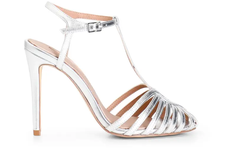 sandali a "t" con gabbia argento 38