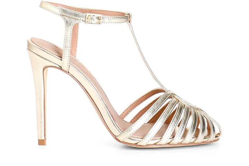 sandali a "t" con gabbia platino