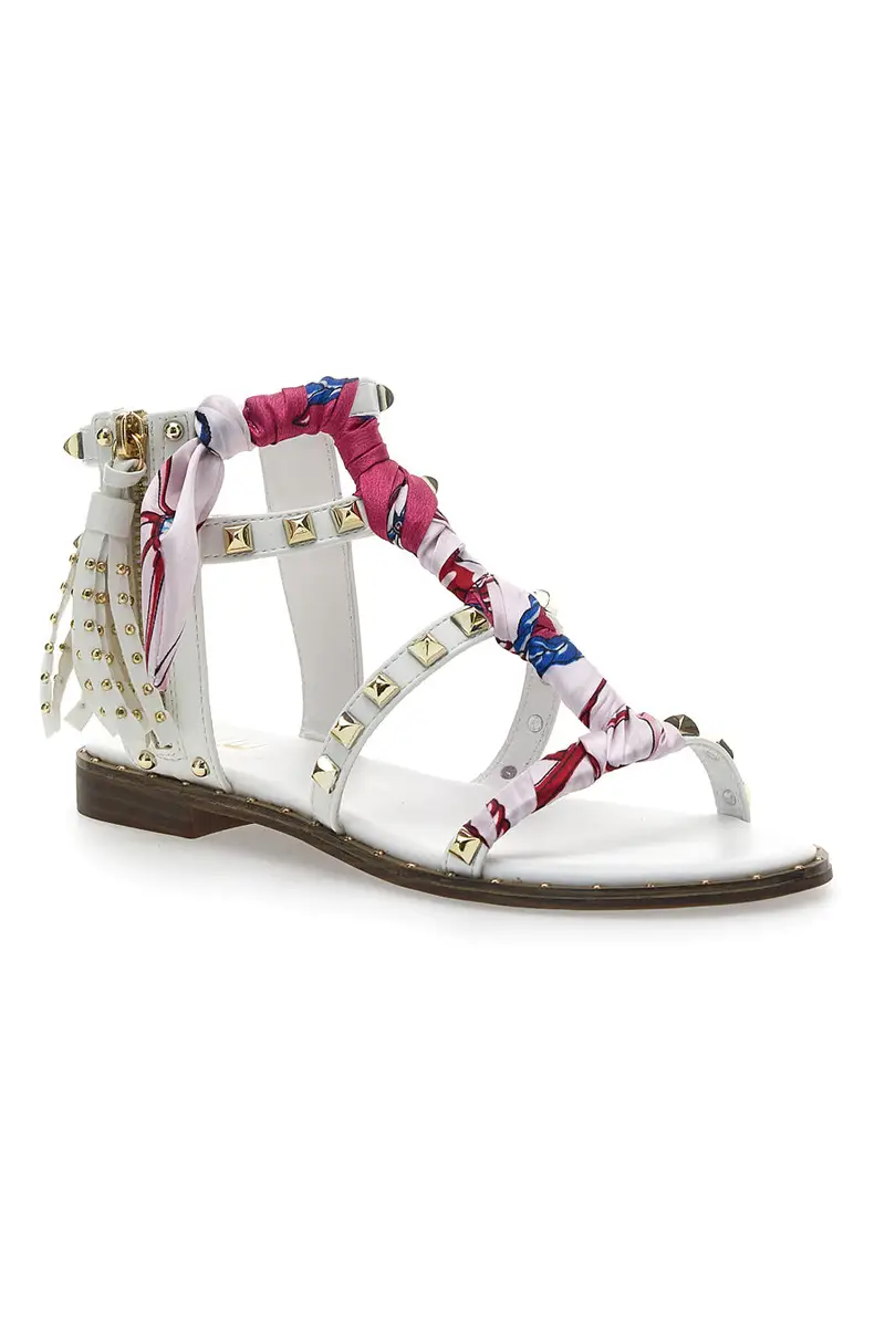 Sandali alla Schiava Bianchi con Borchie Me & Me 1532 miniatura 2