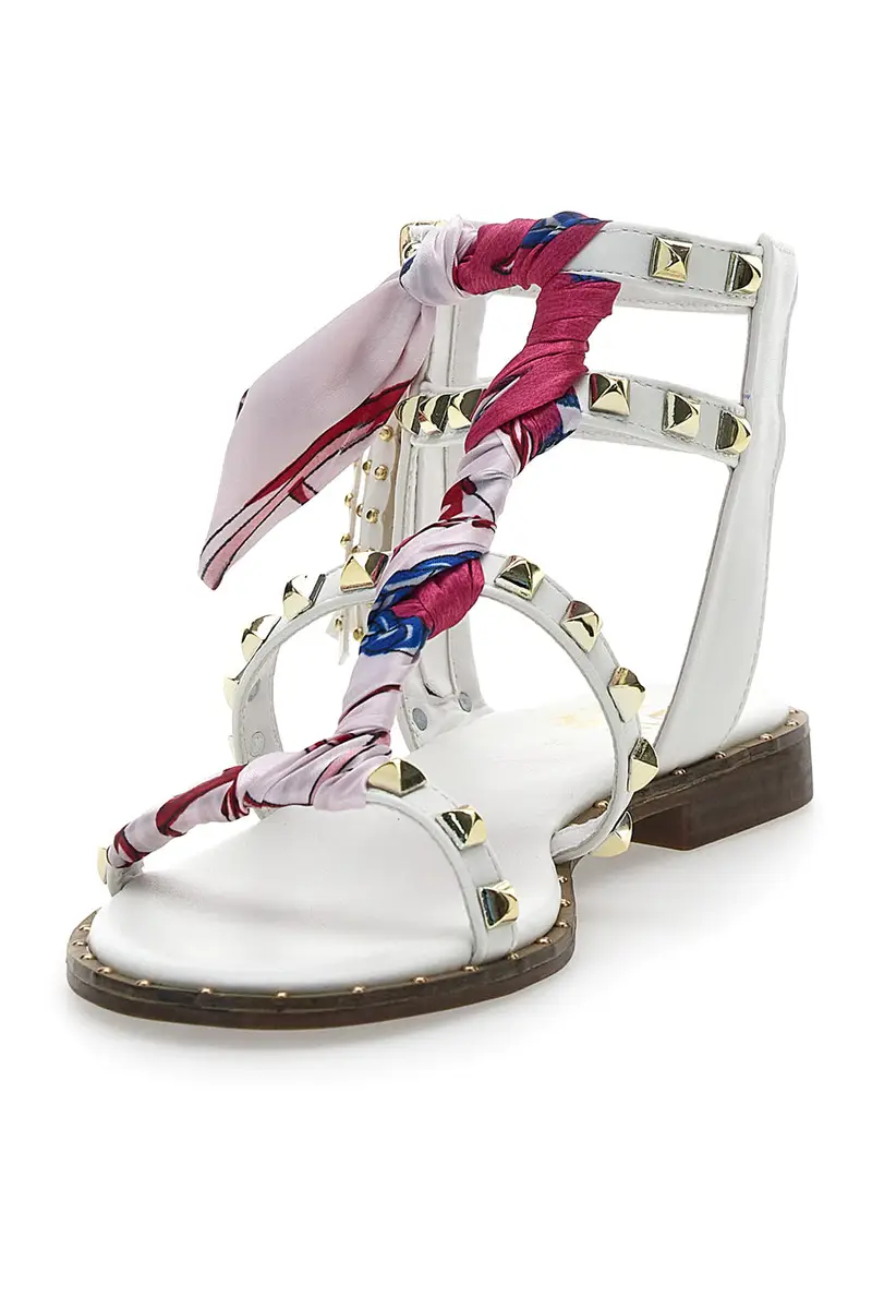 Sandali alla Schiava Bianchi con Borchie Me & Me 1532 miniatura 3