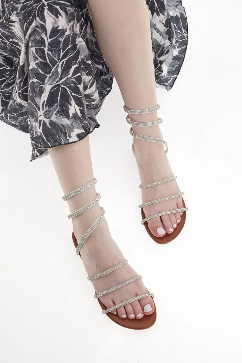 Sandali Alla Schiava Bianchi con Glitter THE FIRST CHIC PRE9300