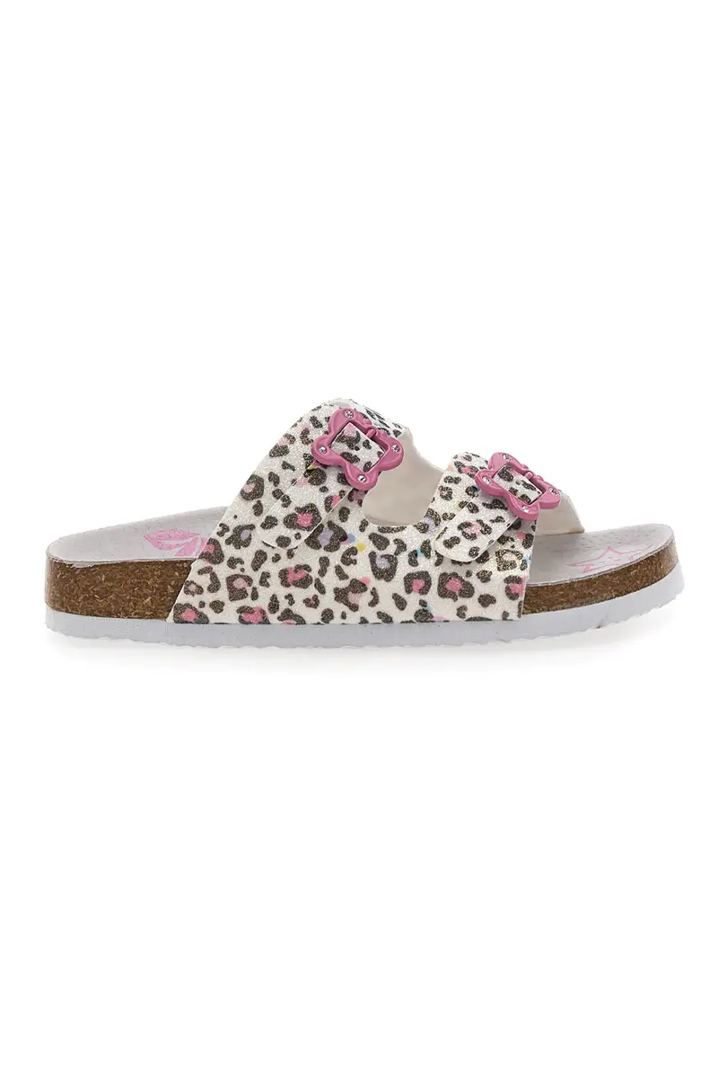 Sandali animalier con doppia fibbia rosa PITT KIDS 14459