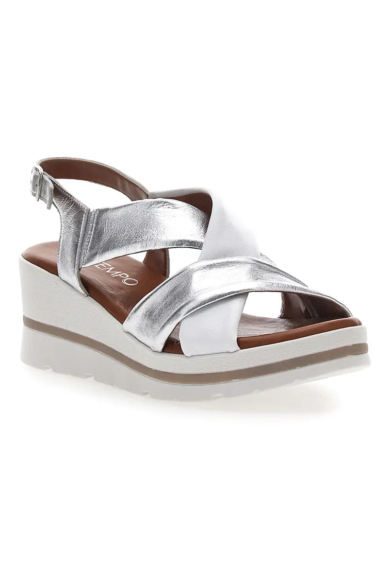 Sandali Argento Con Platform e Tomaia in Pelle Mio Tempo 269020 miniatura 2