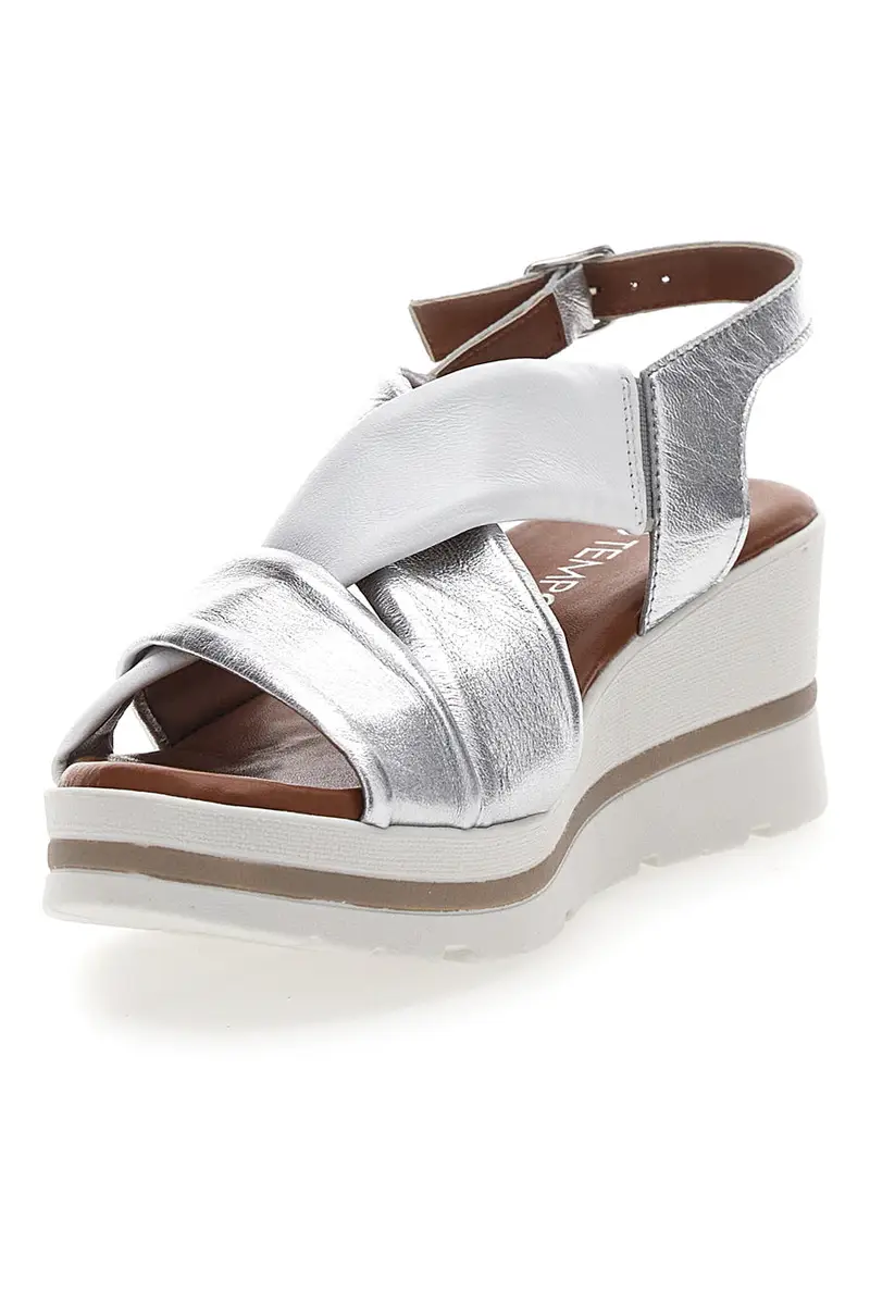 Sandali Argento Con Platform e Tomaia in Pelle Mio Tempo 269020 miniatura 3