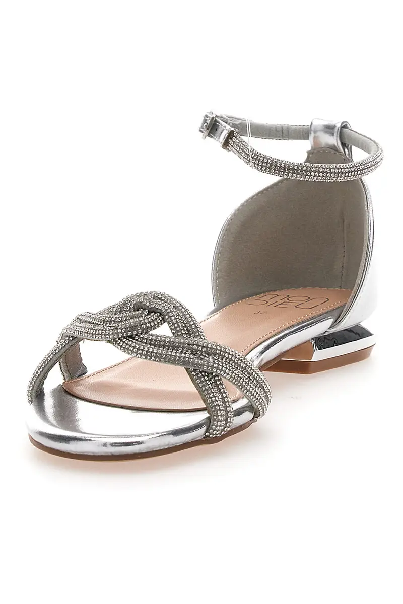 Sandali Argento Con Strass e Cinturino alla Caviglia MON DIEU 681 miniatura 3