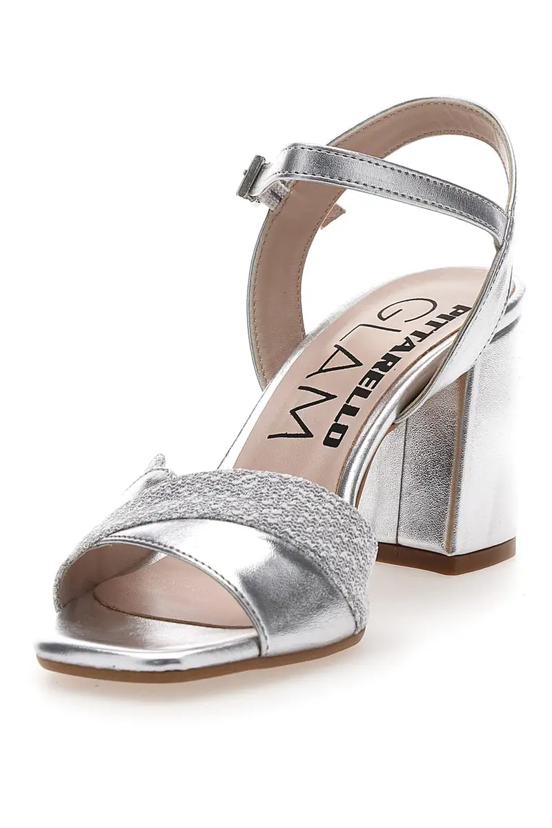 Sandali Argento con Tacco Comodo e Punta Squadrata PITTARELO GLAM 5548 miniatura 3