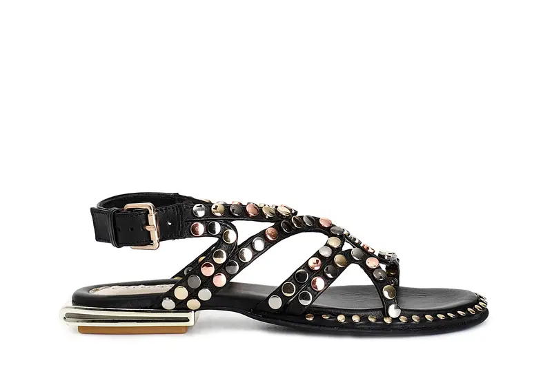 sandali asimmetrici in pelle con borchie multicolor nero 37
