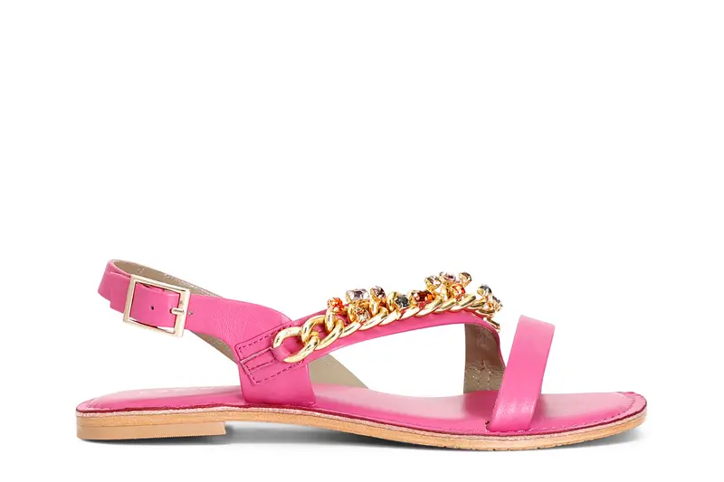 sandali asimmetrici in pelle fuxia