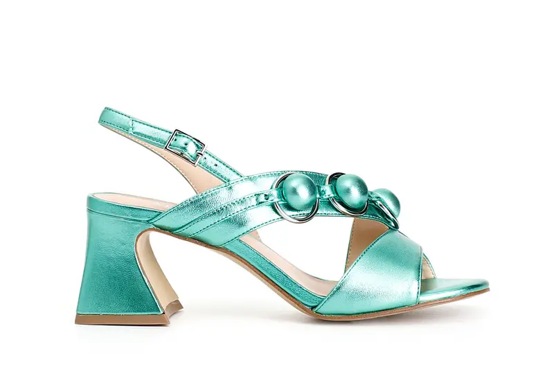sandali asimmetrici in pelle laminata verde 37