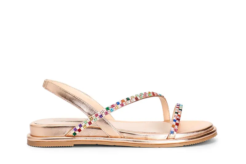 sandali asimmetrici multistrass champagne 36