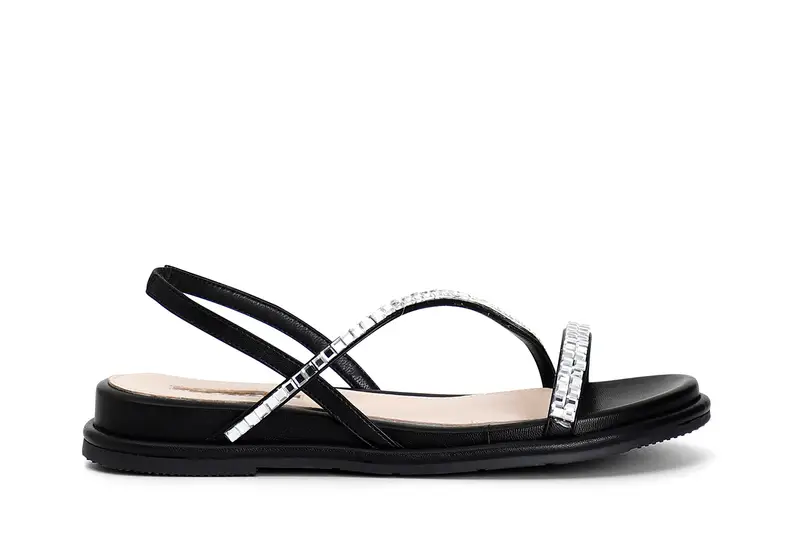 sandali asimmetrici multistrass nero 35