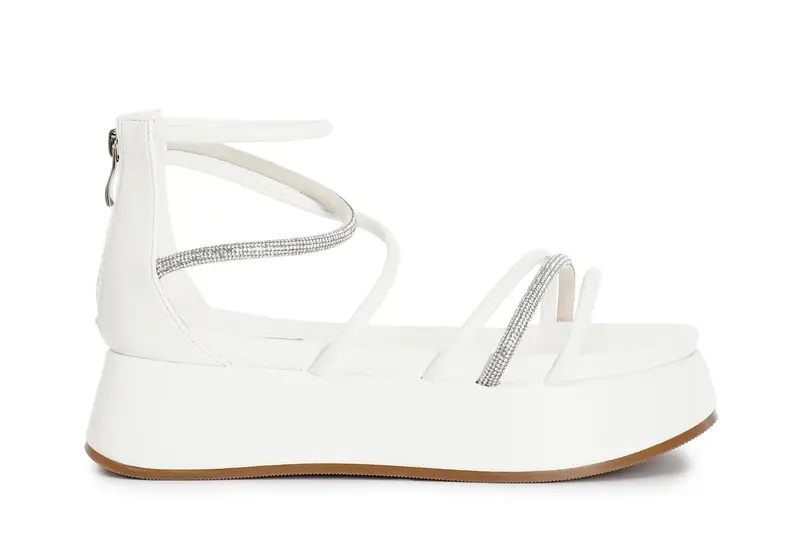 sandali asimmetrico con mignons bianco 37