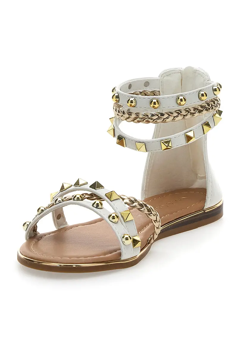 Sandali Bassi Bianchi con Borchie Cafè Cost 1404 miniatura 3