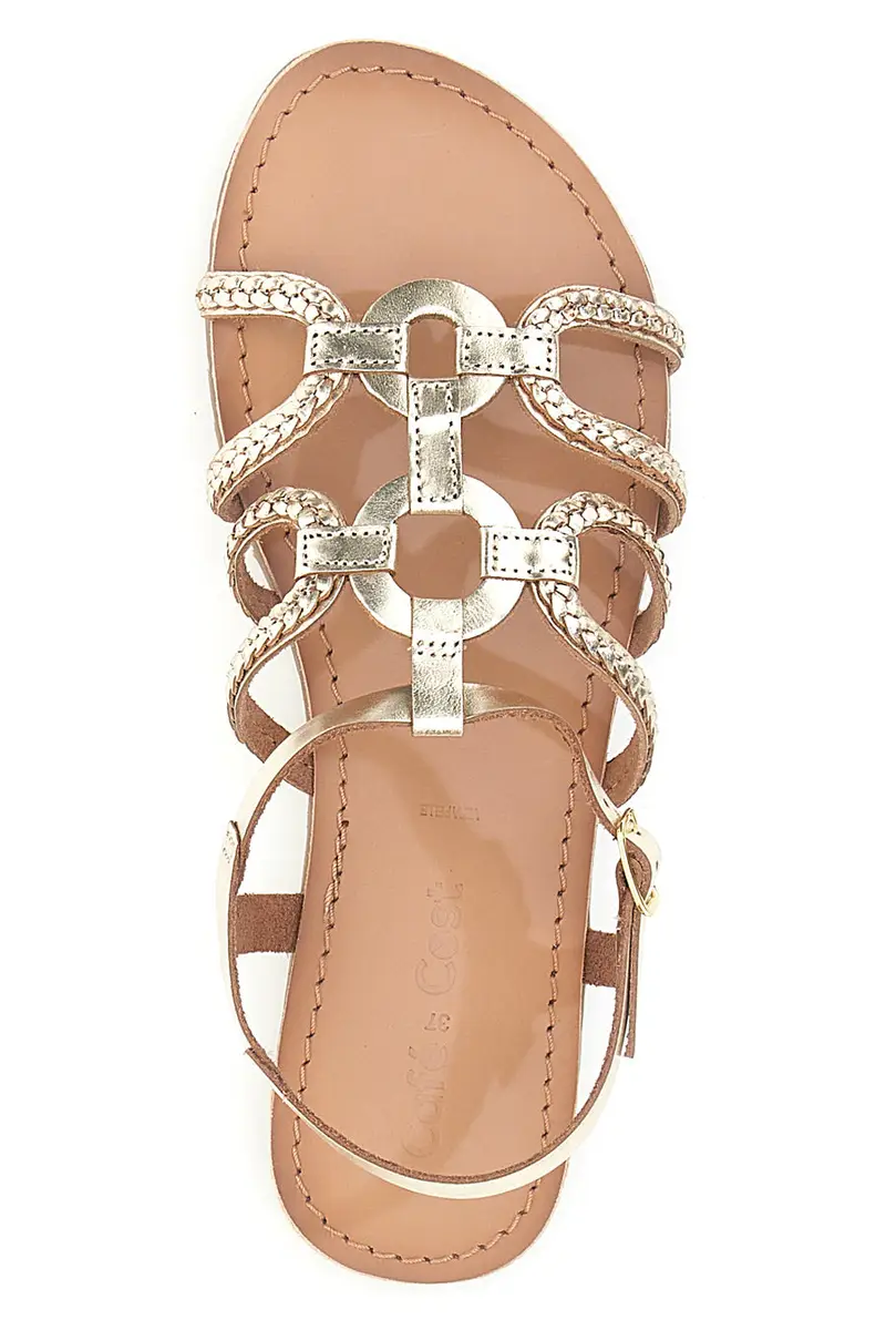 Sandali bassi oro con fasce intrecciate Cafè Cost 95159 miniatura 3