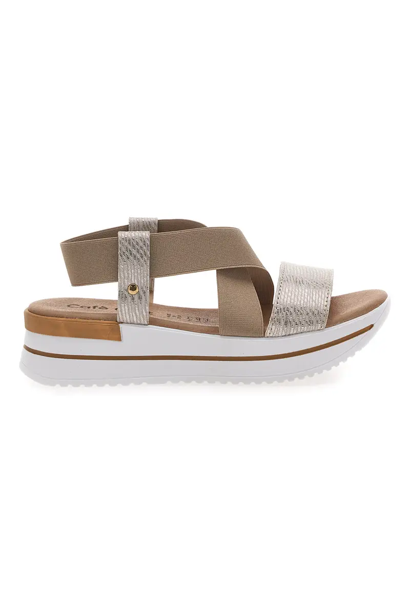 Sandali Beige Con Elastici e Platform Cafe' Cost 272045