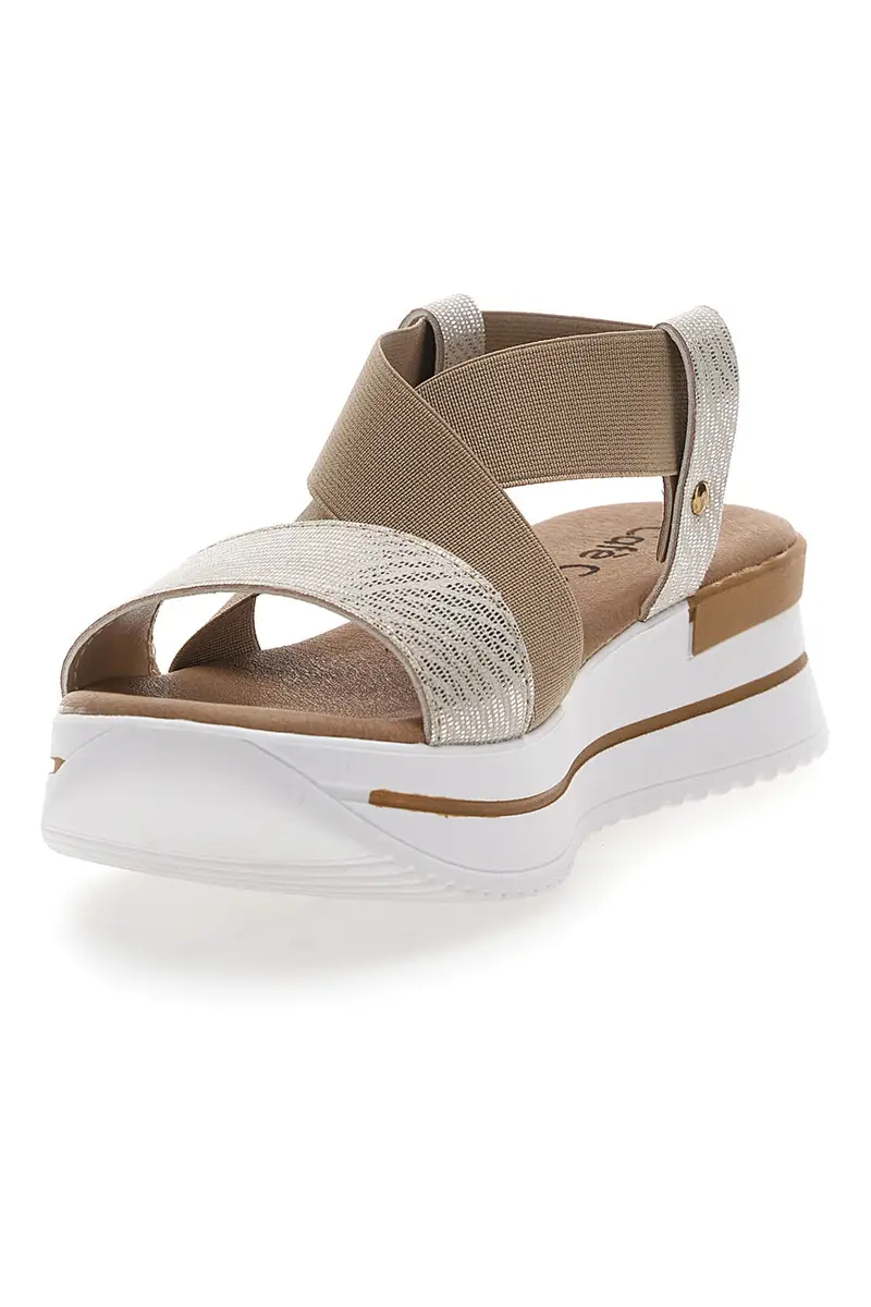 Sandali Beige Con Elastici e Platform Cafe' Cost 272045 miniatura 3