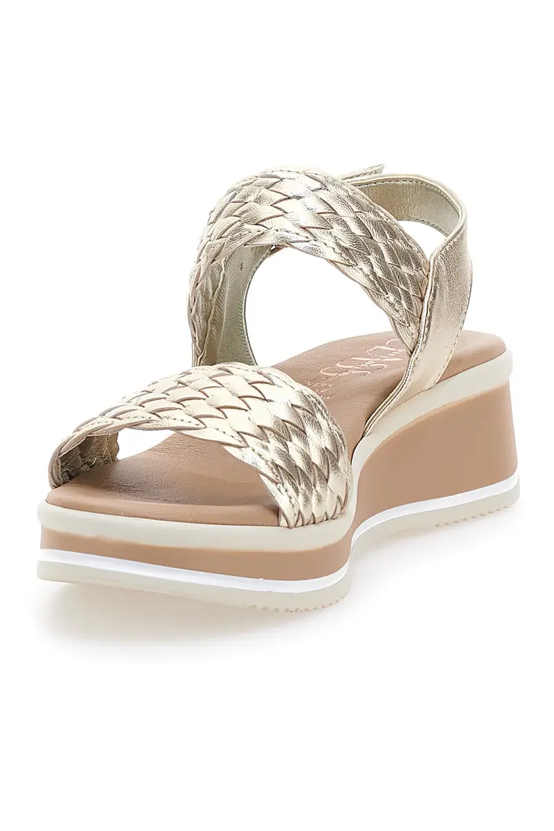 Sandali beige con intrecci brillanti e zeppa bassa Pittarello Class 12277 miniatura 3