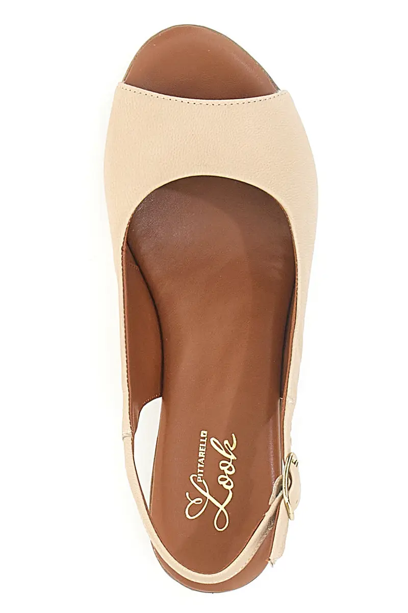 Sandali Beige con Tacco a Blocco e Tomaia in Pelle PITTARELLO LOOK 243065 miniatura 2
