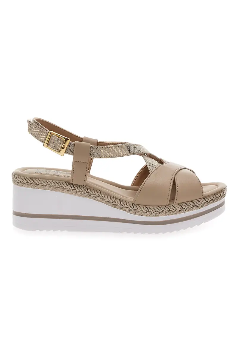 Sandali Beige Con Zeppa Prima Riga DC611109