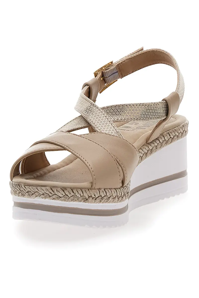 Sandali Beige Con Zeppa Prima Riga DC611109 miniatura 3