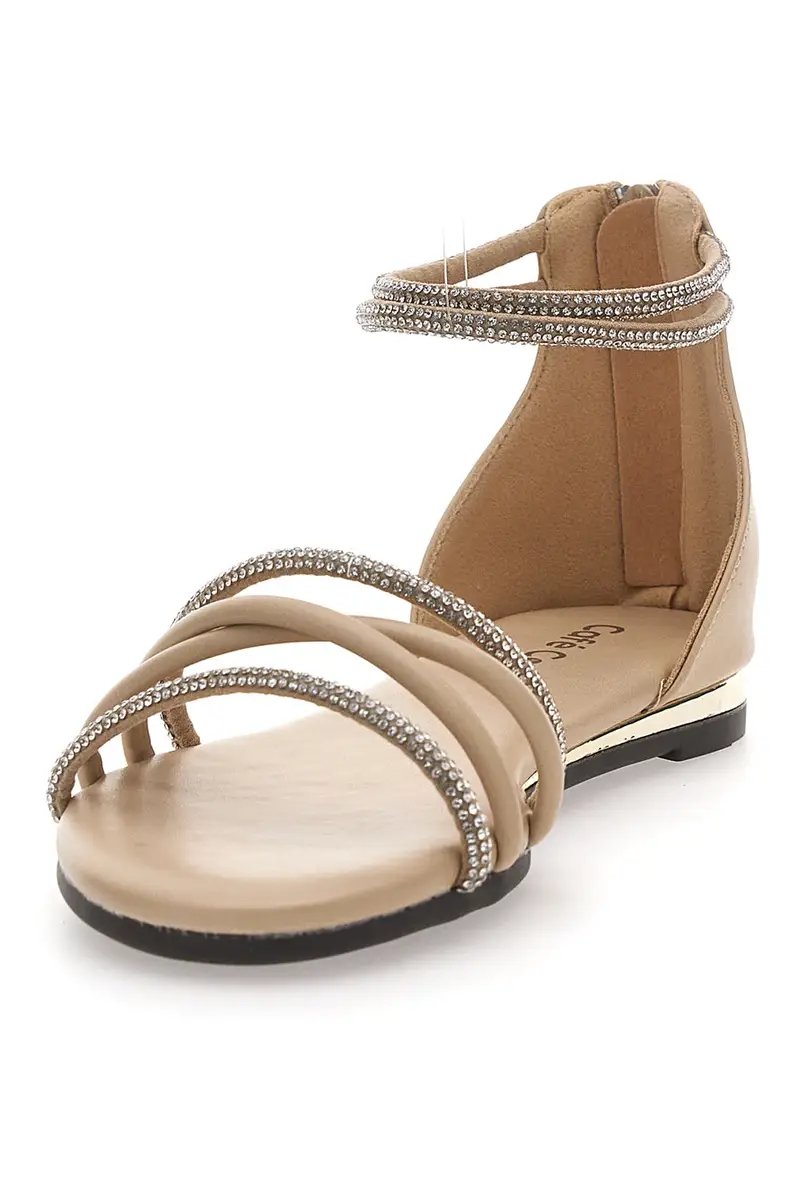 Sandali beige eleganti con cinturino gioiello CAFÉ COST W6 miniatura 3