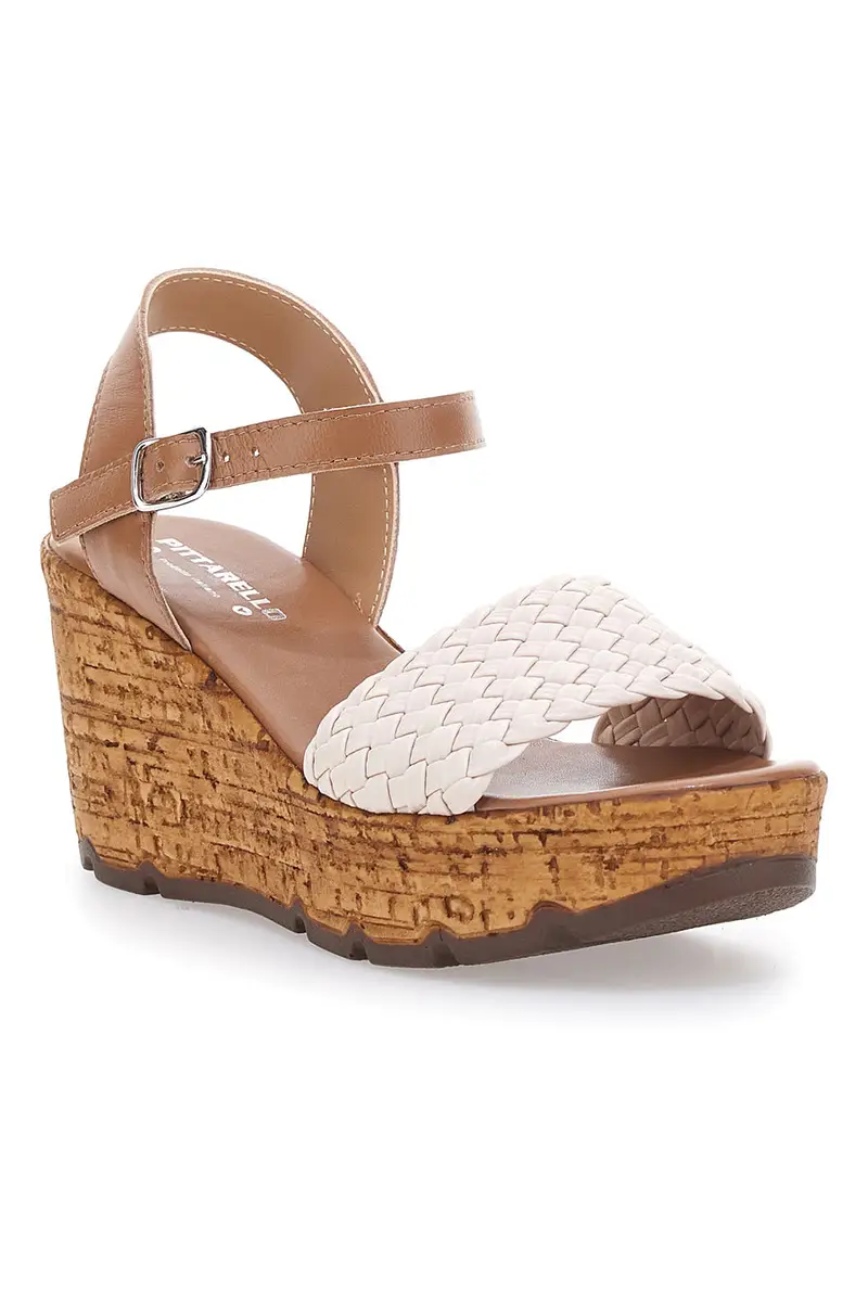 Sandali Beige in Pelle con Zeppa PITTARELLO 34633002 miniatura 2