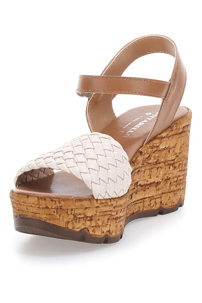 Sandali Beige in Pelle con Zeppa PITTARELLO 34633002 miniatura 3