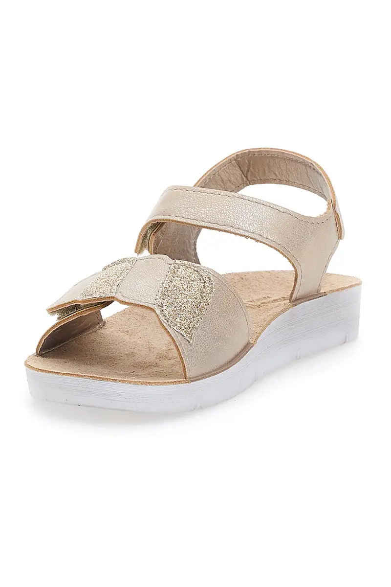 Sandali Beige Oro Con Chiusura Strappo Inblu 25 Cj miniatura 3