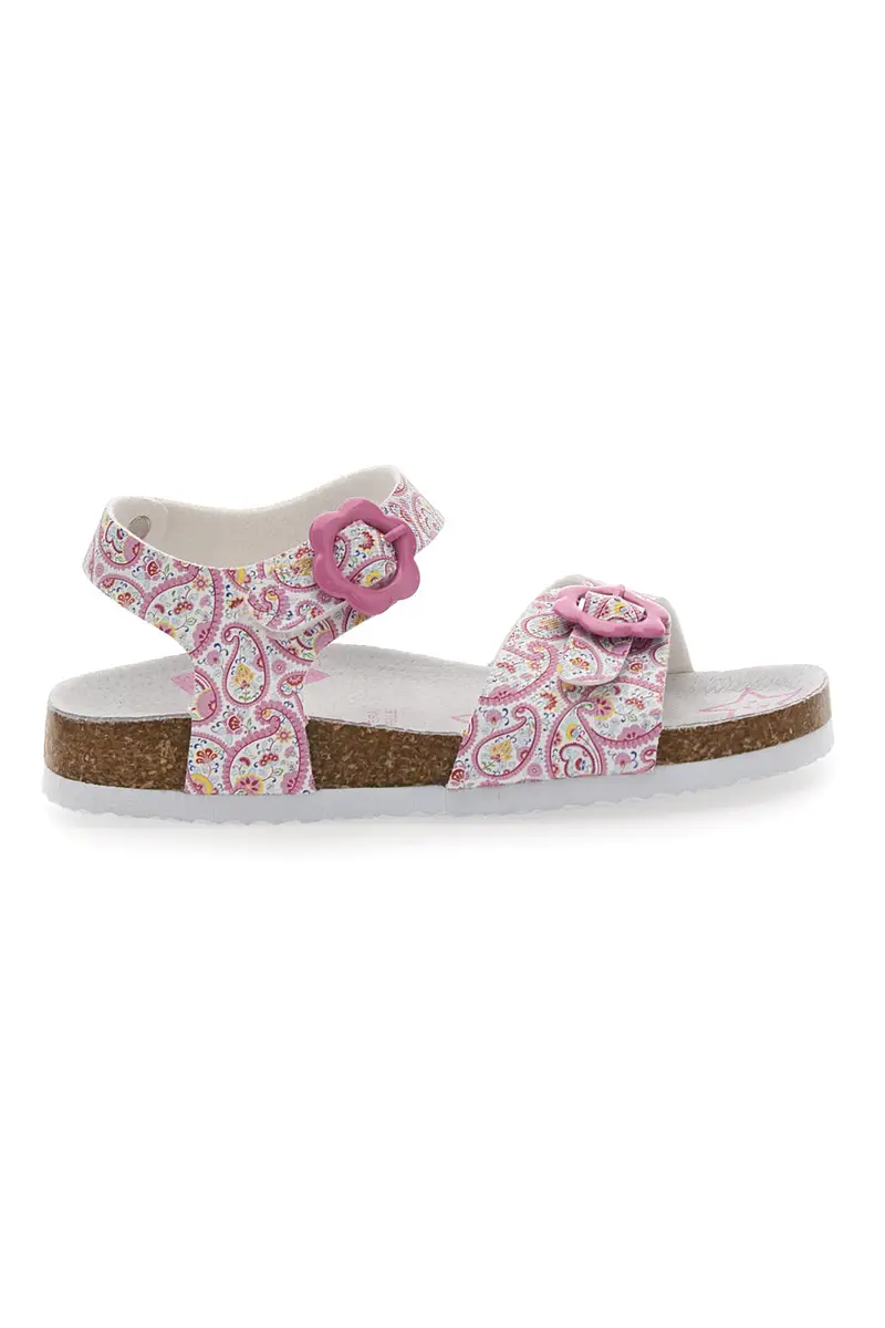 Sandali bianchì con fantasia rosa con fibbie regolabili Pitt Kids 14503