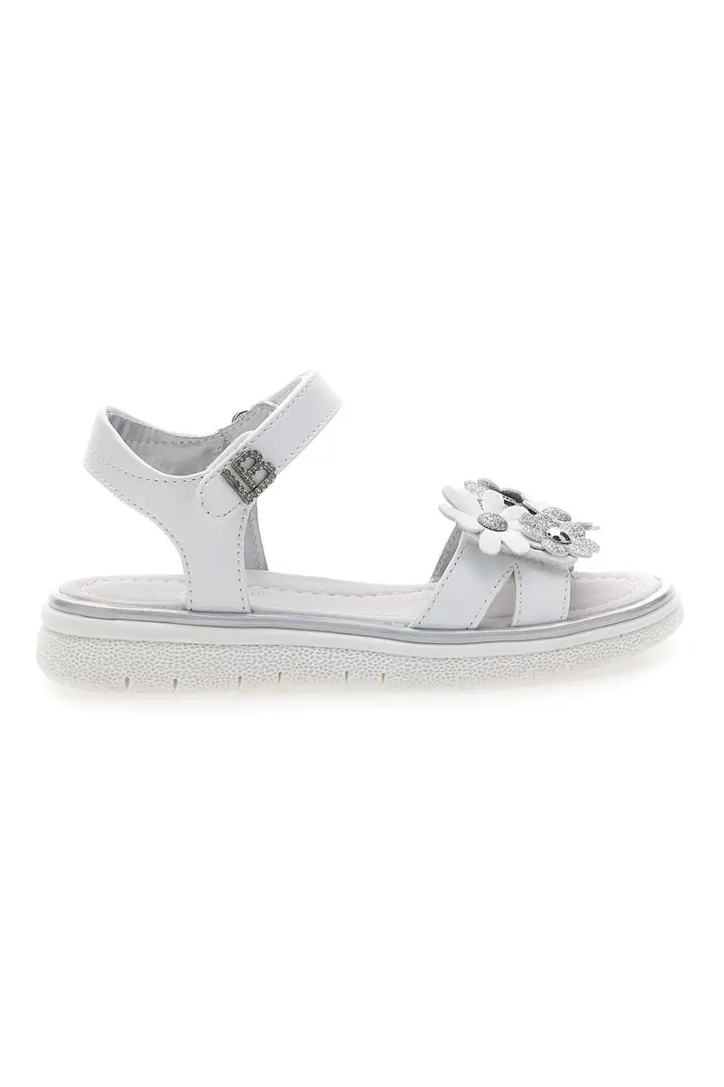Sandali bianche e argento con applicazioni floreali Laura Biagiotti 96109489