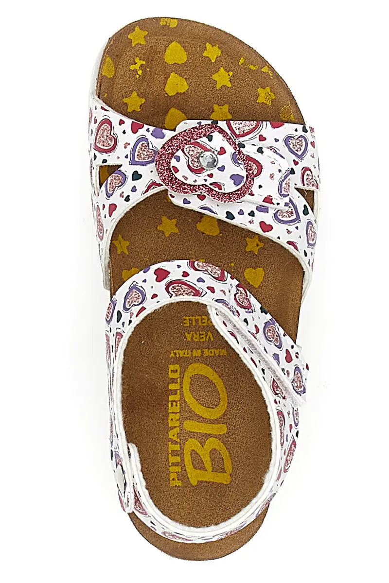 Sandali bianchi a fantasia rosa con plantare preformato Pittarello Bio 257A745SR miniatura 3