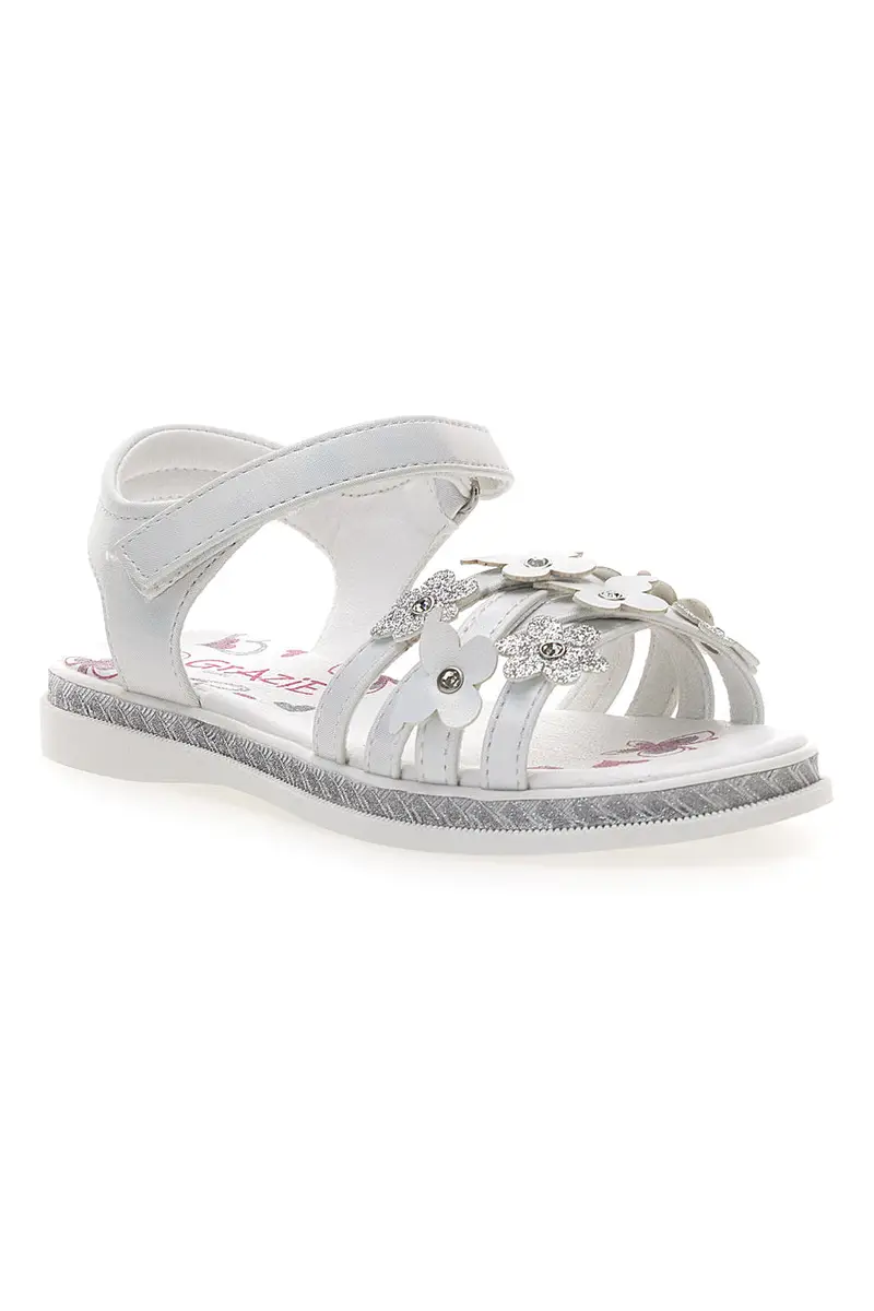 Sandali Bianchi con Applicazioni Floreali Grazie 14339 miniatura 2