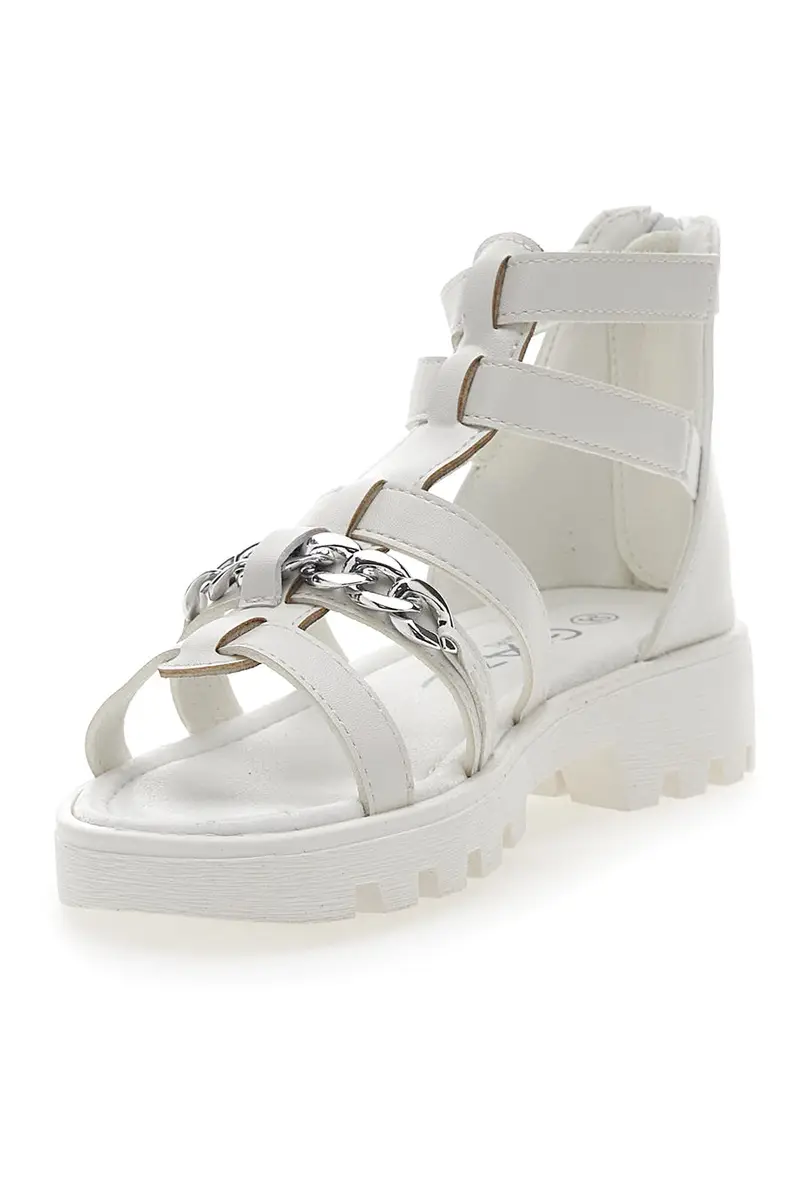 Sandali Bianchi con Cerniera e Catenella Grazie Girl 14355 miniatura 3