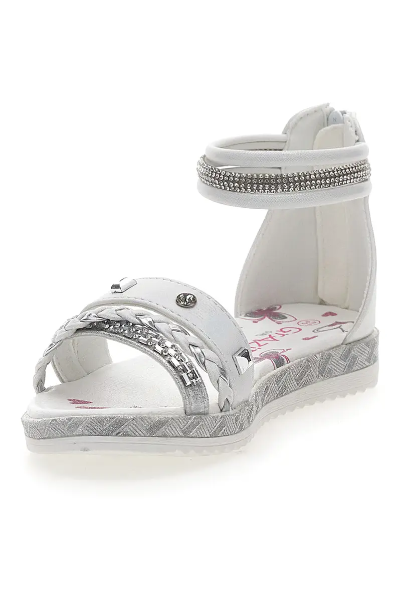 Sandali Bianchi Con Cerniera Posteriore Grazie 14322 miniatura 3