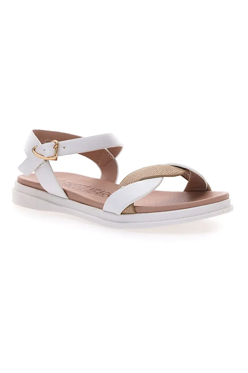 Sandali bianchi con cinturino e suola morbina SWEET YEARS 0242 miniatura 2