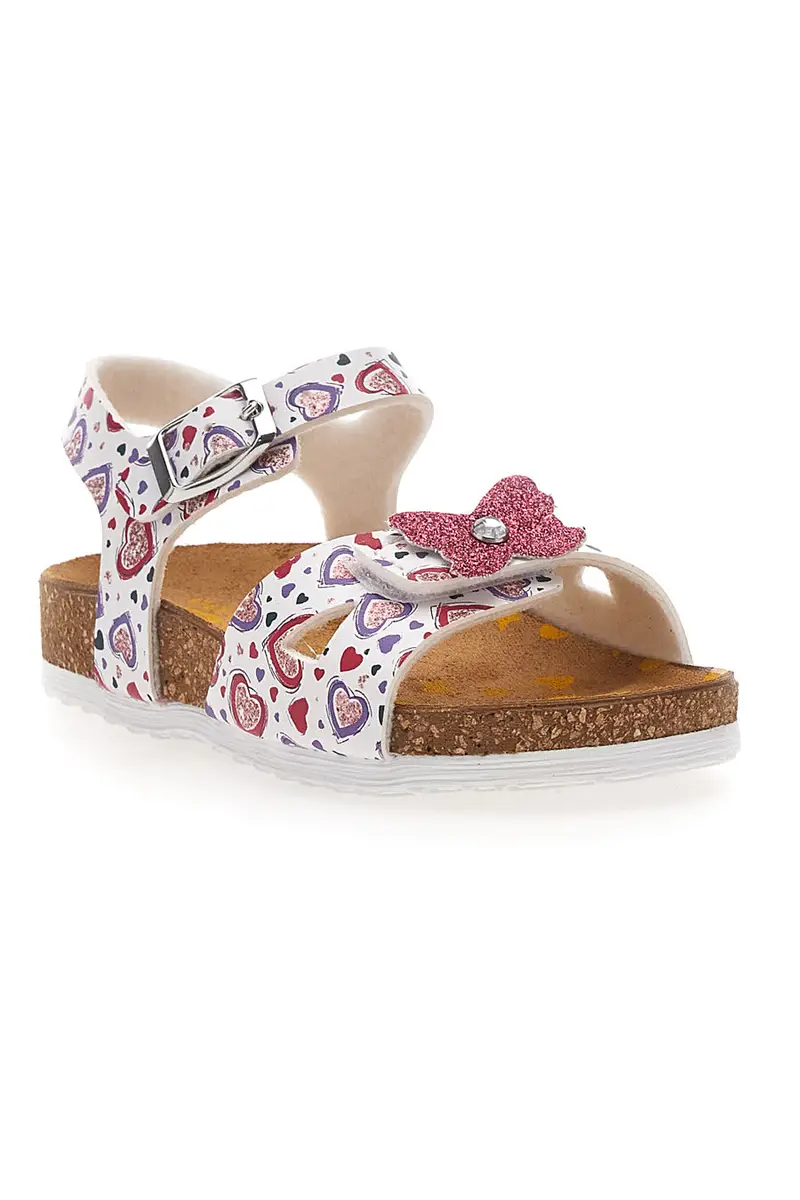 Sandali bianchi con cuori e fiore glitterato PITTARELLO BIO 257A740SR miniatura 2