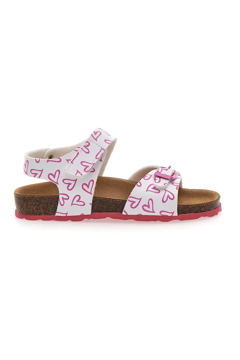Sandali bianchi con cuori rosa e fibbie regolabili PITT KIDS 45289GLO