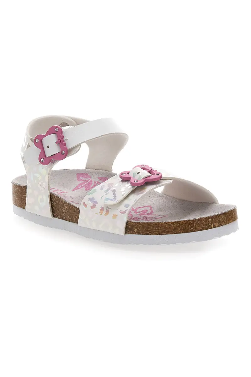 Sandali bianchi con dettagli iridescenti e fibbie rosa PITT KIDS 14505 miniatura 2