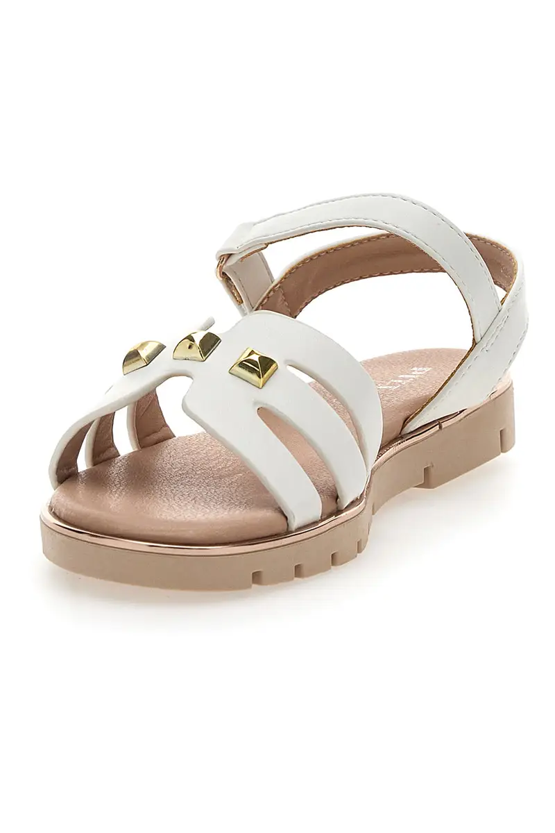 Sandali Bianchi Con Dettagli Oro Pitt Kids 392427 miniatura 3
