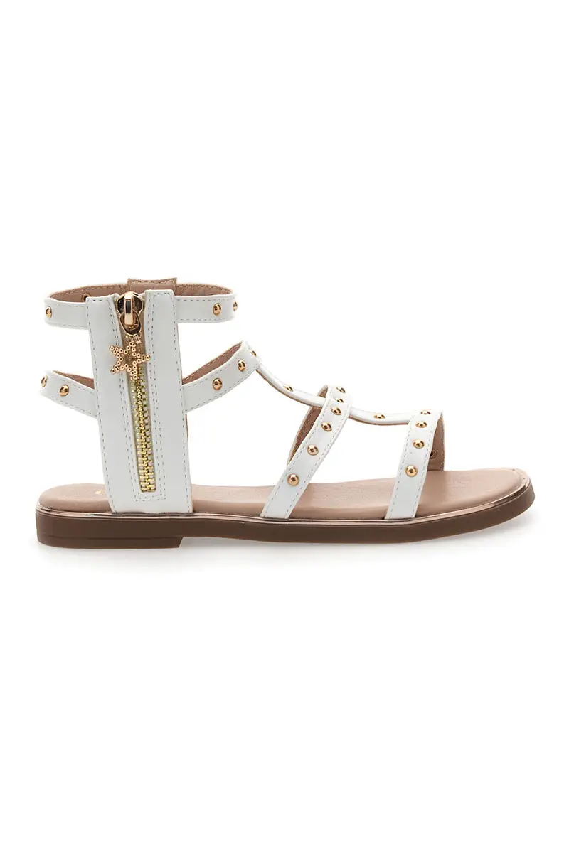 Sandali bianchi con dettagli oro Pitt Kids 39G2537S