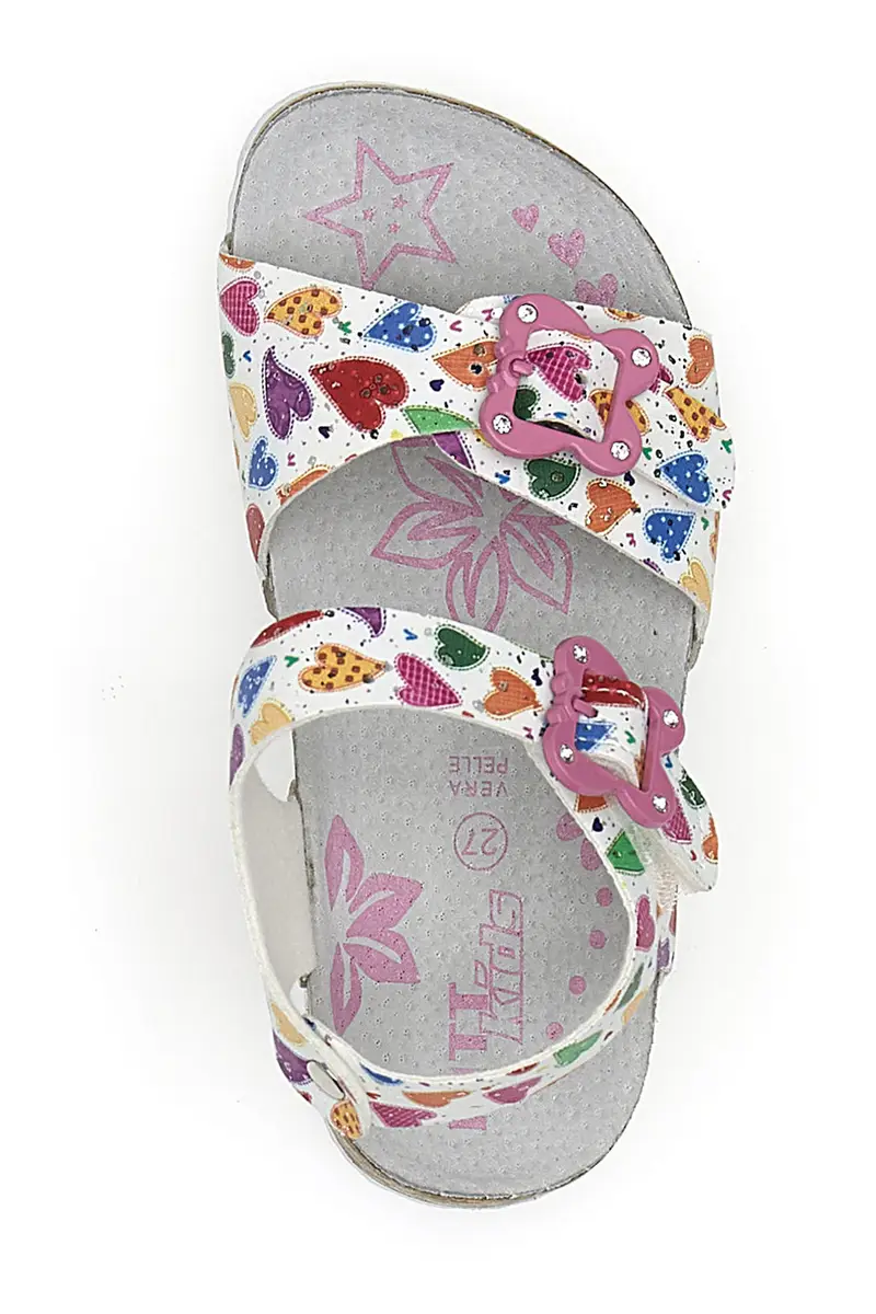 Sandali bianchi con fantasia cuori e fibbie PITT KIDS 14504 miniatura 3