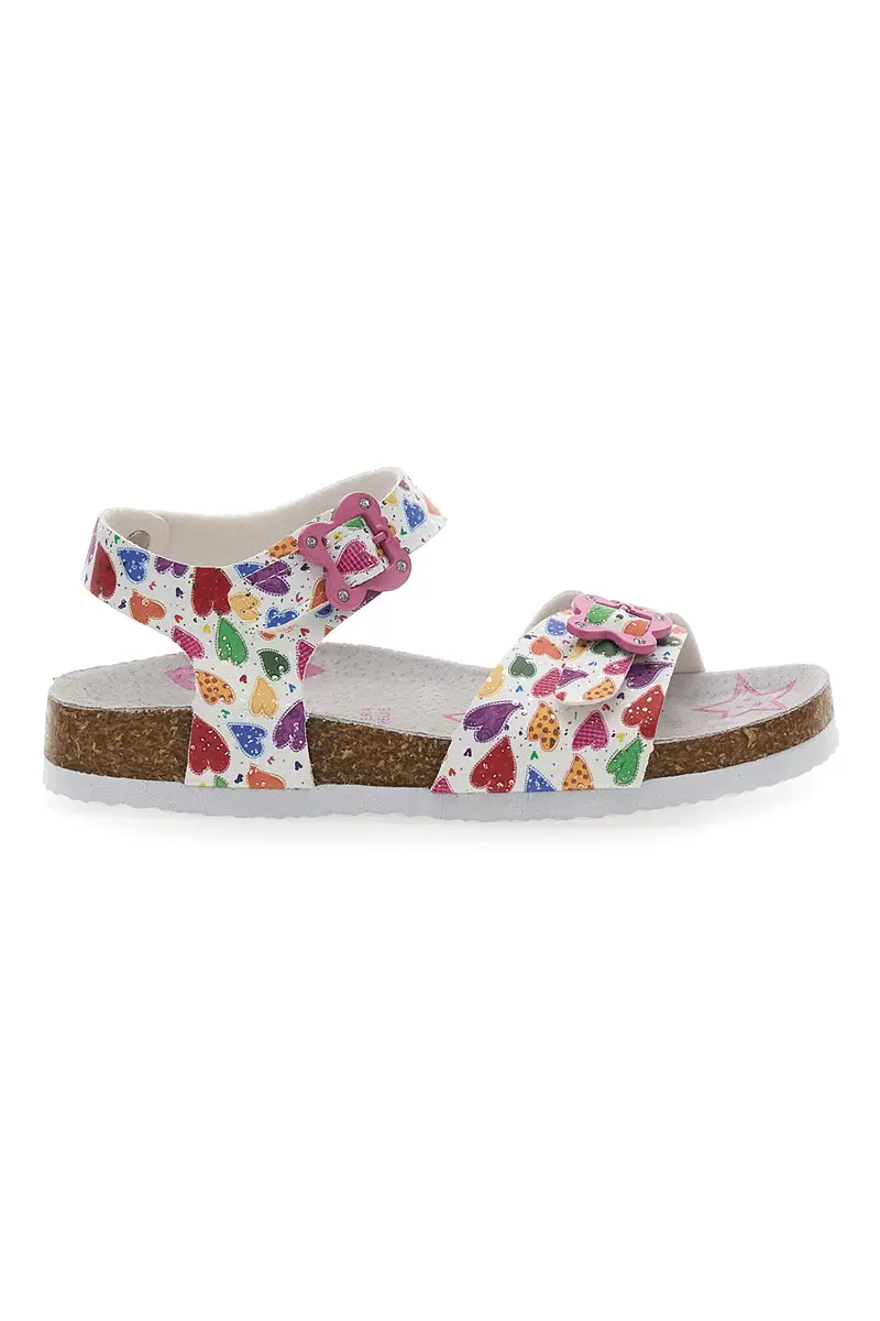 Sandali bianchi con fantasia fruttata e fibbie PITT KIDS 14504