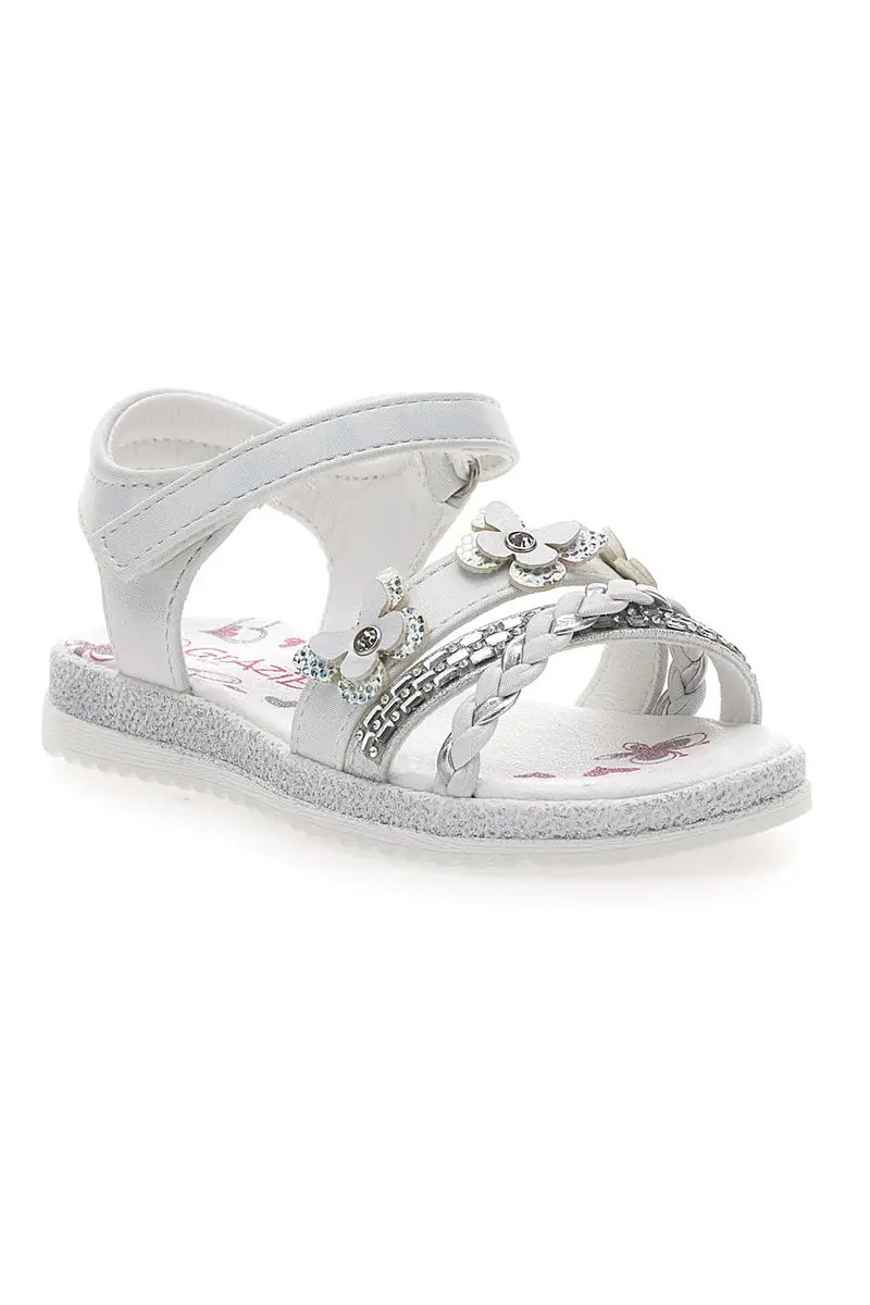 Sandali Bianchi con Farfalle Decorative e Chiusura a Velcro GRAZIE GIRL 14330 miniatura 2