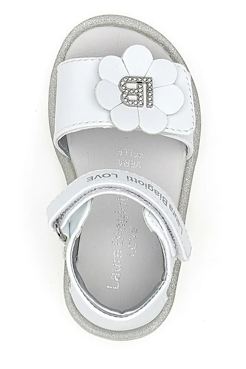 Sandali bianchi con fiocco decorativo e velcro LAURA BIAGIOTTI 96319492 miniatura 3