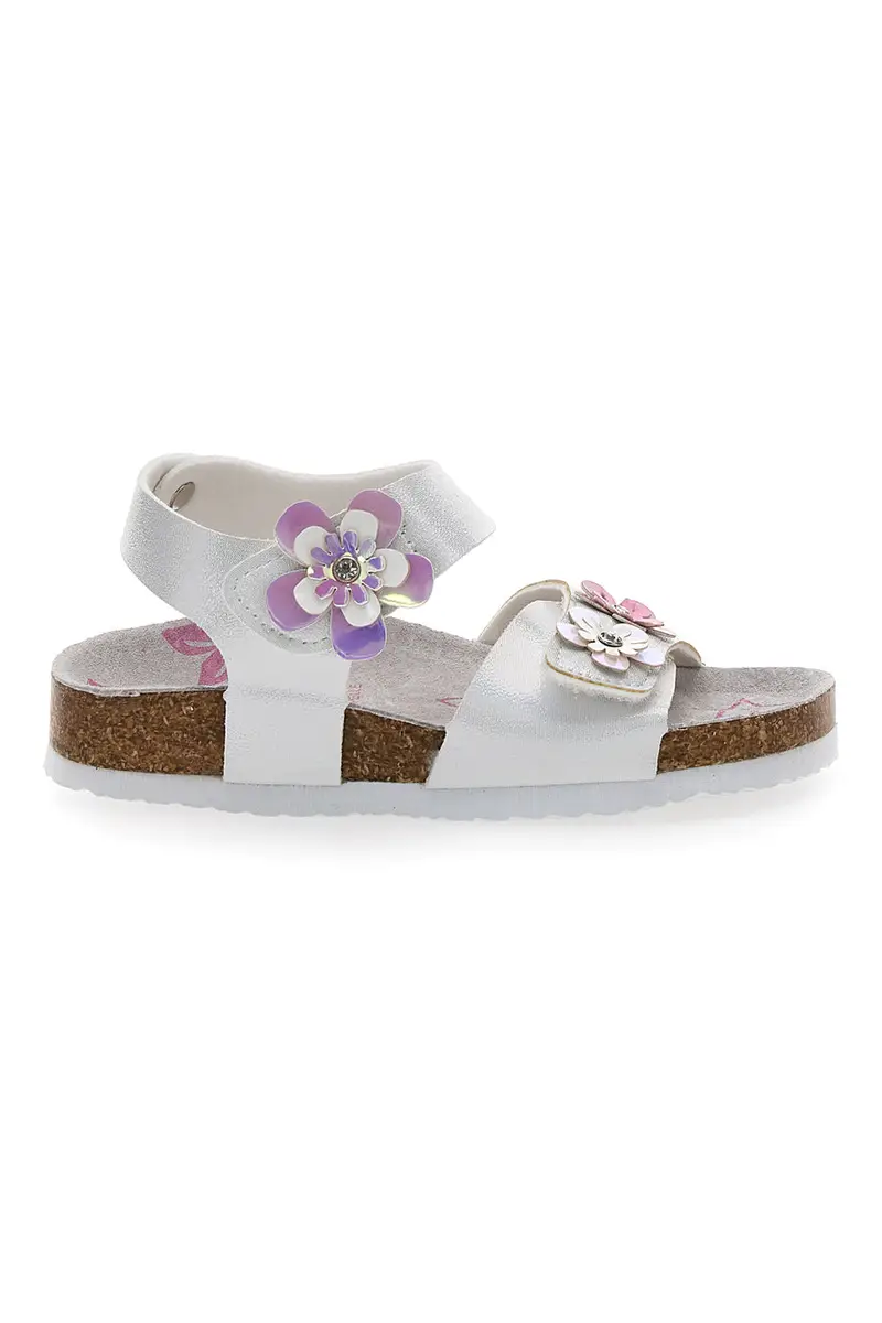 Sandali Bianchi con Glitter e Strappi In Velcro Pitt Kids 14417