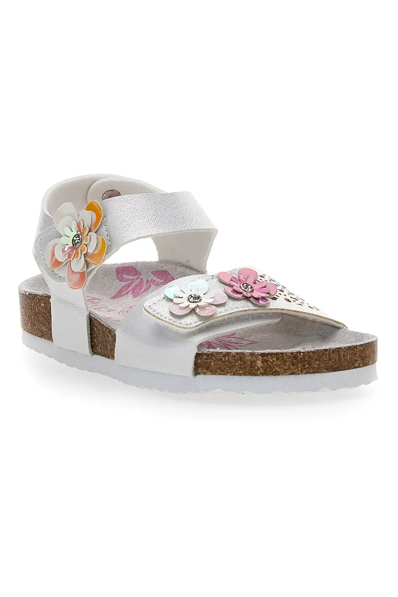Sandali Bianchi con Glitter e Strappi In Velcro Pitt Kids 14417 miniatura 2